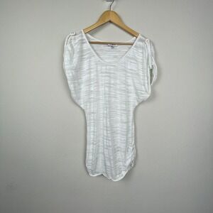 Bebe White Coverup Top One Size‎ Burnout Short Sleeve Modal Nylon Coastal